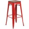 Merrick Lane Dalton Series Backless Metal Dining Stool with Wooden Seat for Indoor Use